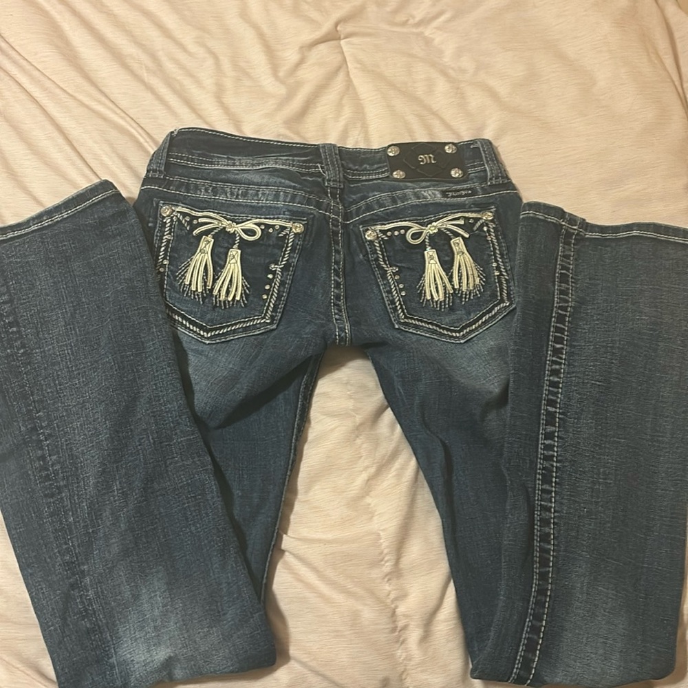 miss me dark wash low rise bootcut jeans